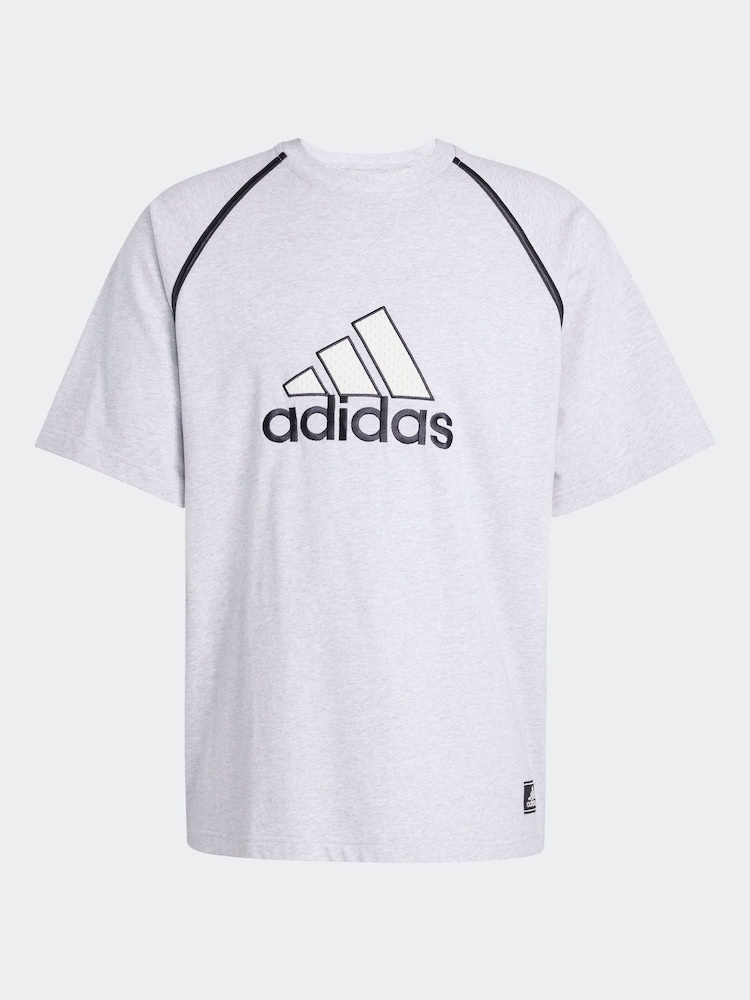 adidas Grey 100% Cotton Badge Of Sport T-Shirt - Image 6 of 6