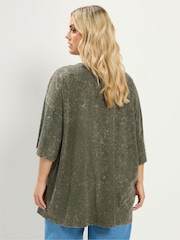 Yours Curve Green Acid Wash Cosmic Oversized T-Shirt - Image 2 of 6