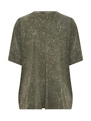 Yours Curve Green Acid Wash Cosmic Oversized T-Shirt - Image 6 of 6