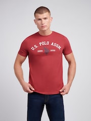 U.S. Polo Assn Red U.S. Polo Assn. Mens Signature 100% Cotton Arch Print White T-Shirt - Image 1 of 4