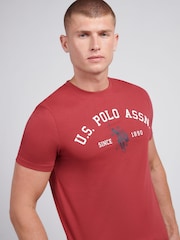 U.S. Polo Assn Red U.S. Polo Assn. Mens Signature 100% Cotton Arch Print White T-Shirt - Image 2 of 4