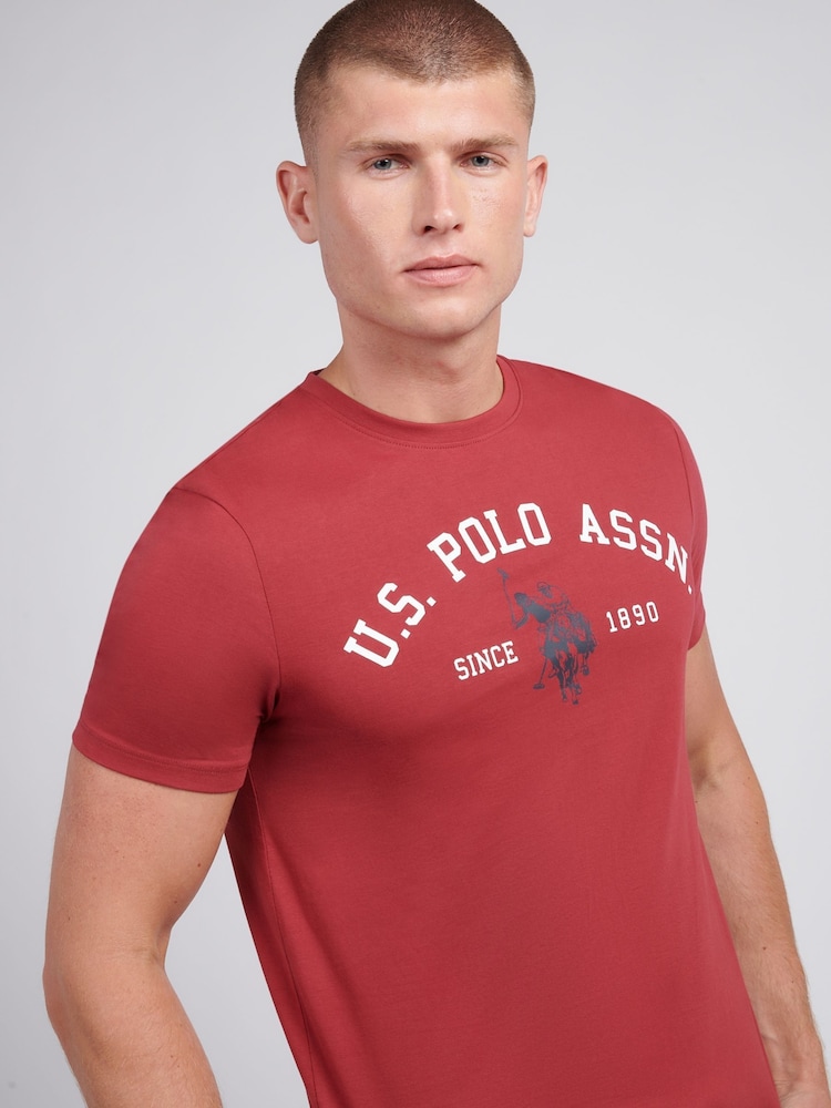 U.S. Polo Assn Red U.S. Polo Assn. Mens Signature 100% Cotton Arch Print White T-Shirt - Image 2 of 4