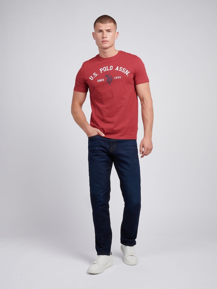 U.S. Polo Assn Red U.S. Polo Assn. Mens Signature 100% Cotton Arch Print White T-Shirt - Image 3 of 4