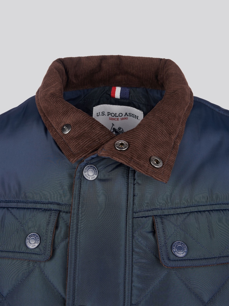 U.S. Polo Assn Blue U.S. Polo Assn. Mens Diamond Quilted Funnel Black Jacket - Image 10 of 10