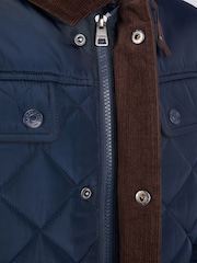 U.S. Polo Assn Blue U.S. Polo Assn. Mens Diamond Quilted Funnel Black Jacket - Image 5 of 10