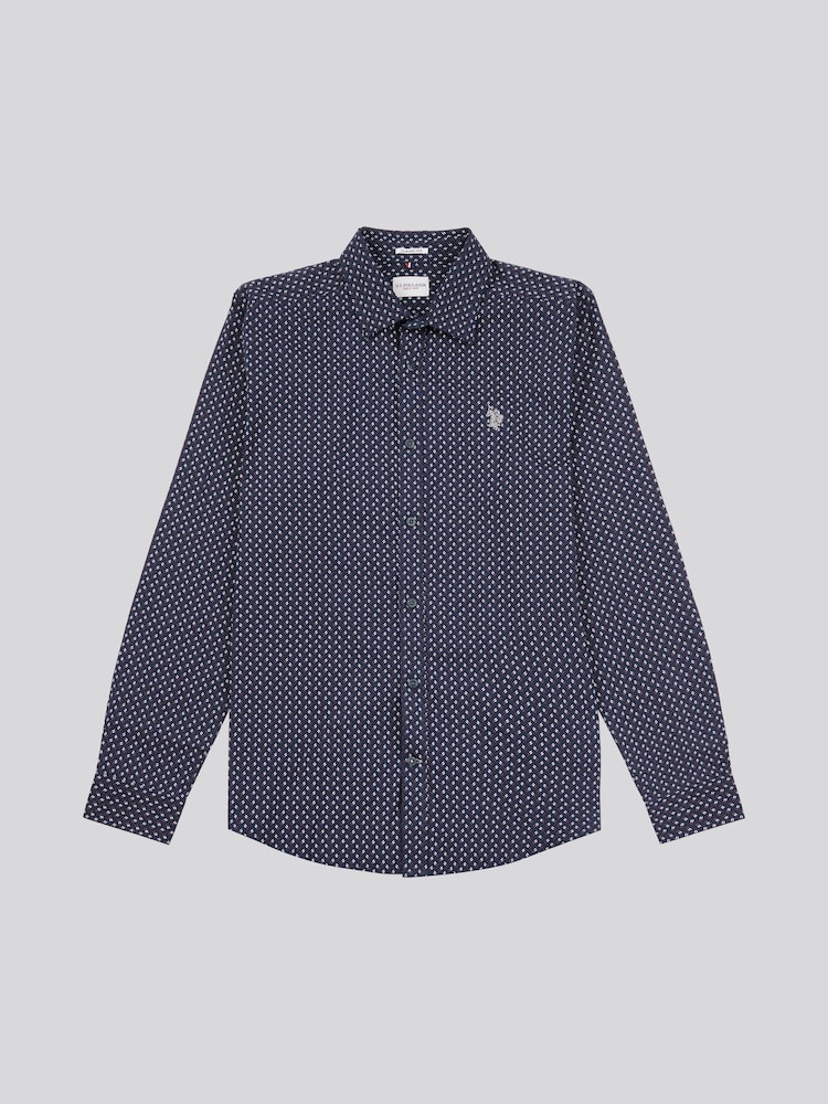 U.S. Polo Assn. Mens Blue Printed Shirt - Image 1 of 4