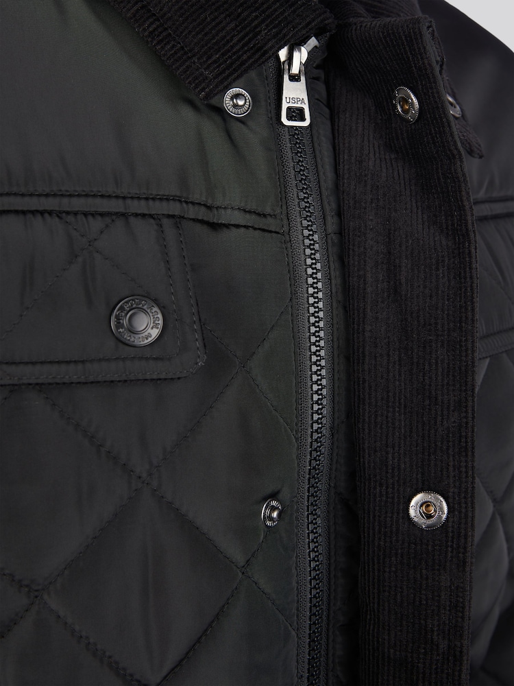 U.S. Polo Assn Black U.S. Polo Assn. Mens Diamond Quilted Funnel Black Jacket - Image 11 of 11