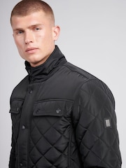 U.S. Polo Assn Black U.S. Polo Assn. Mens Diamond Quilted Funnel Black Jacket - Image 2 of 11