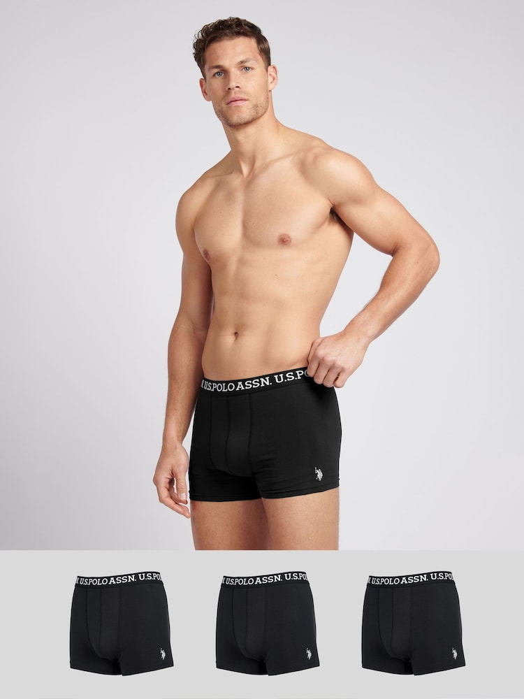 U.S. Polo Assn Mens Black Boxer Shorts 3 Pack - Imagen 1 de 9