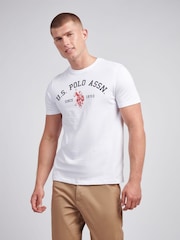 U.S. Polo Assn White U.S. Polo Assn. Mens Signature 100% Cotton Arch Print White T-Shirt - Image 1 of 6