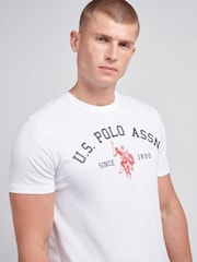 U.S. Polo Assn White U.S. Polo Assn. Mens Signature 100% Cotton Arch Print White T-Shirt - Image 2 of 6