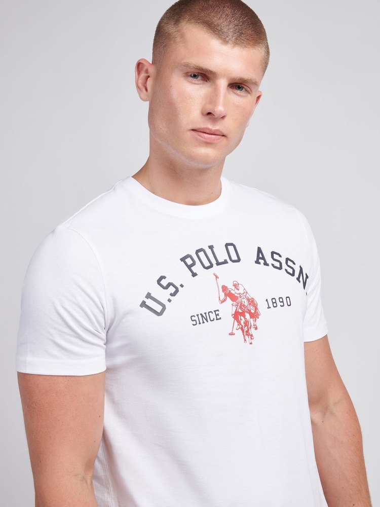 U.S. Polo Assn White U.S. Polo Assn. Mens Signature 100% Cotton Arch Print White T-Shirt - Image 2 of 6
