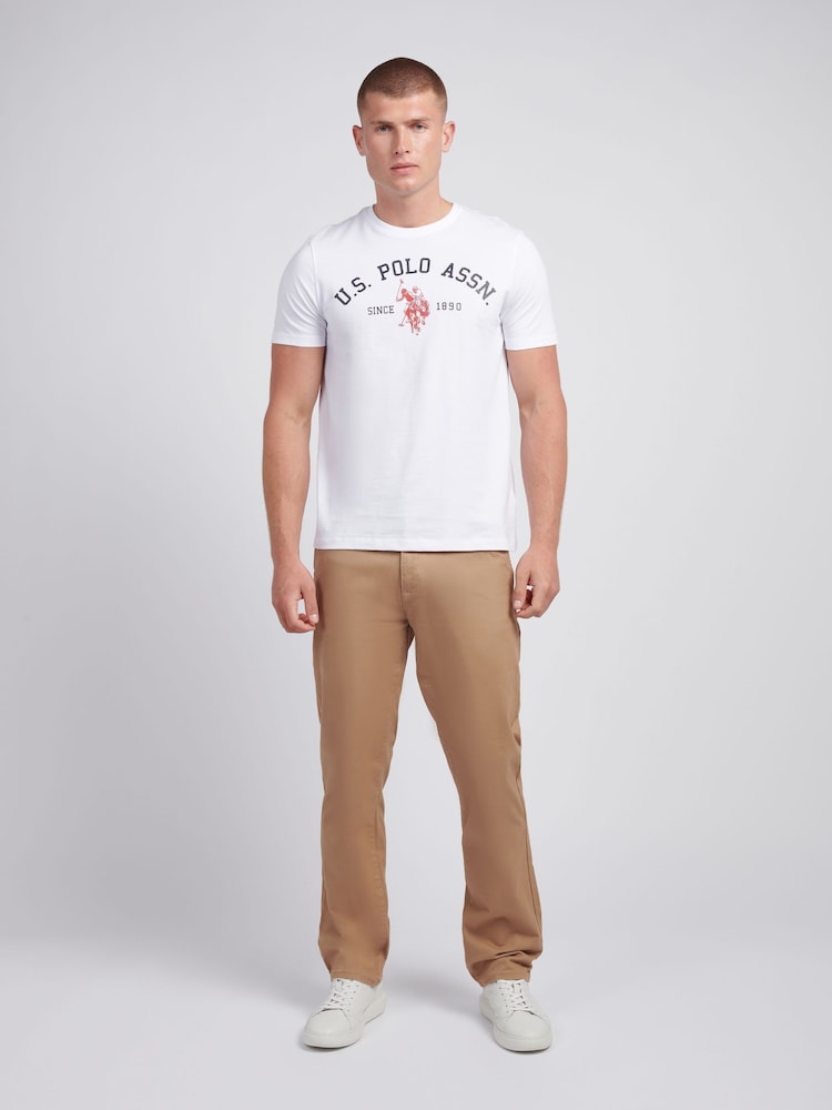 U.S. Polo Assn White U.S. Polo Assn. Mens Signature 100% Cotton Arch Print White T-Shirt - Image 3 of 6