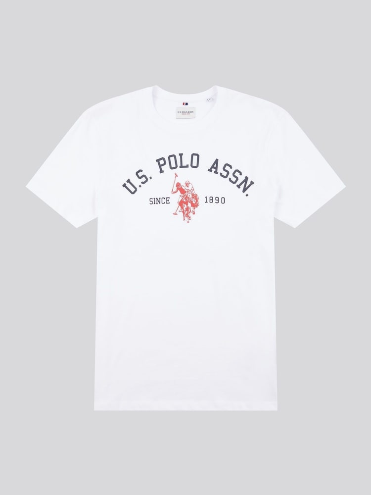 U.S. Polo Assn White U.S. Polo Assn. Mens Signature 100% Cotton Arch Print White T-Shirt - Image 4 of 6
