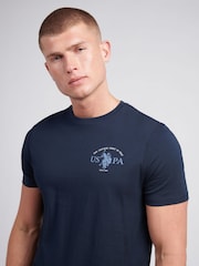 U.S. Polo Assn. Blue Mens Back Graphic 100% Cotton T-Shirt - Image 2 of 8