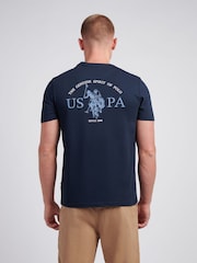 U.S. Polo Assn. Blue Mens Back Graphic 100% Cotton T-Shirt - Image 4 of 8