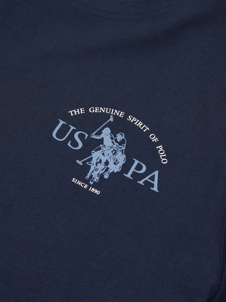 U.S. Polo Assn. Blue Mens Back Graphic 100% Cotton T-Shirt - Image 8 of 8
