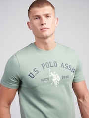 U.S. Polo Assn Green U.S. Polo Assn. Mens Signature 100% Cotton Arch Print White T-Shirt - Image 2 of 7
