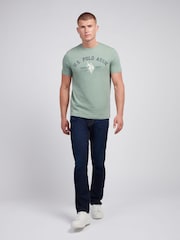 U.S. Polo Assn Green U.S. Polo Assn. Mens Signature 100% Cotton Arch Print White T-Shirt - Image 4 of 7