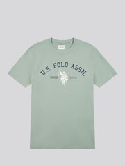 U.S. Polo Assn Green U.S. Polo Assn. Mens Signature 100% Cotton Arch Print White T-Shirt - Image 5 of 7