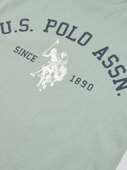 U.S. Polo Assn Green U.S. Polo Assn. Mens Signature 100% Cotton Arch Print White T-Shirt - Image 7 of 7