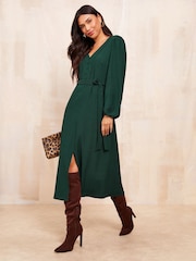 Vert - Peignoir mi-long texturé Friends Like These bordures en échelle - Image 1 de 4
