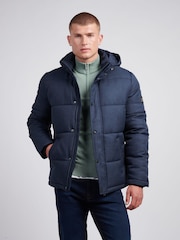 U.S. Polo Assn. Blue Mens Textured Winter Puffer Jacket - Image 1 of 12