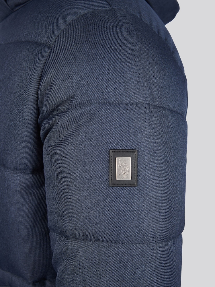 U.S. Polo Assn. Blue Mens Textured Winter Puffer Jacket - Image 10 of 12