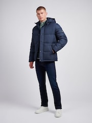 U.S. Polo Assn. Blue Mens Textured Winter Puffer Jacket - Image 3 of 12