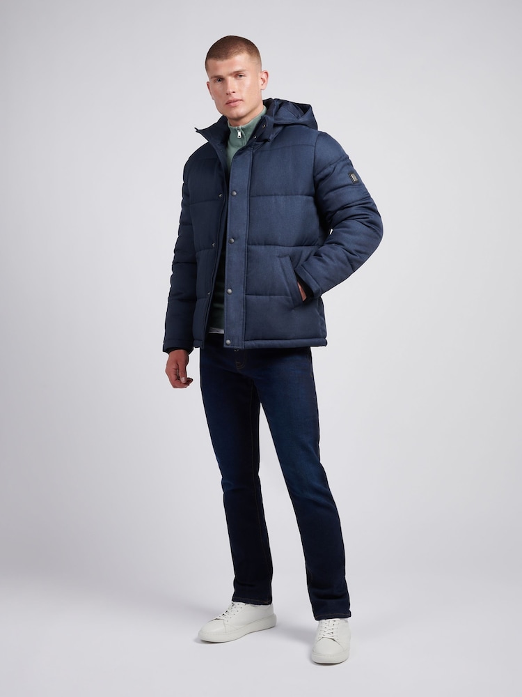 U.S. Polo Assn. Blue Mens Textured Winter Puffer Jacket - Image 3 of 12