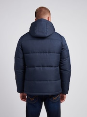 U.S. Polo Assn. Blue Mens Textured Winter Puffer Jacket - Image 4 of 12