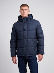 U.S. Polo Assn. Blue Mens Textured Winter Puffer Jacket - Image 6 of 12