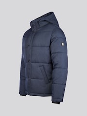 U.S. Polo Assn. Blue Mens Textured Winter Puffer Jacket - Image 9 of 12