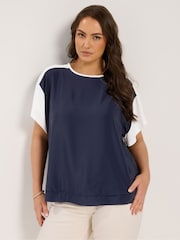 Yours Curve Blue Abstract Shell Top - Image 1 of 6