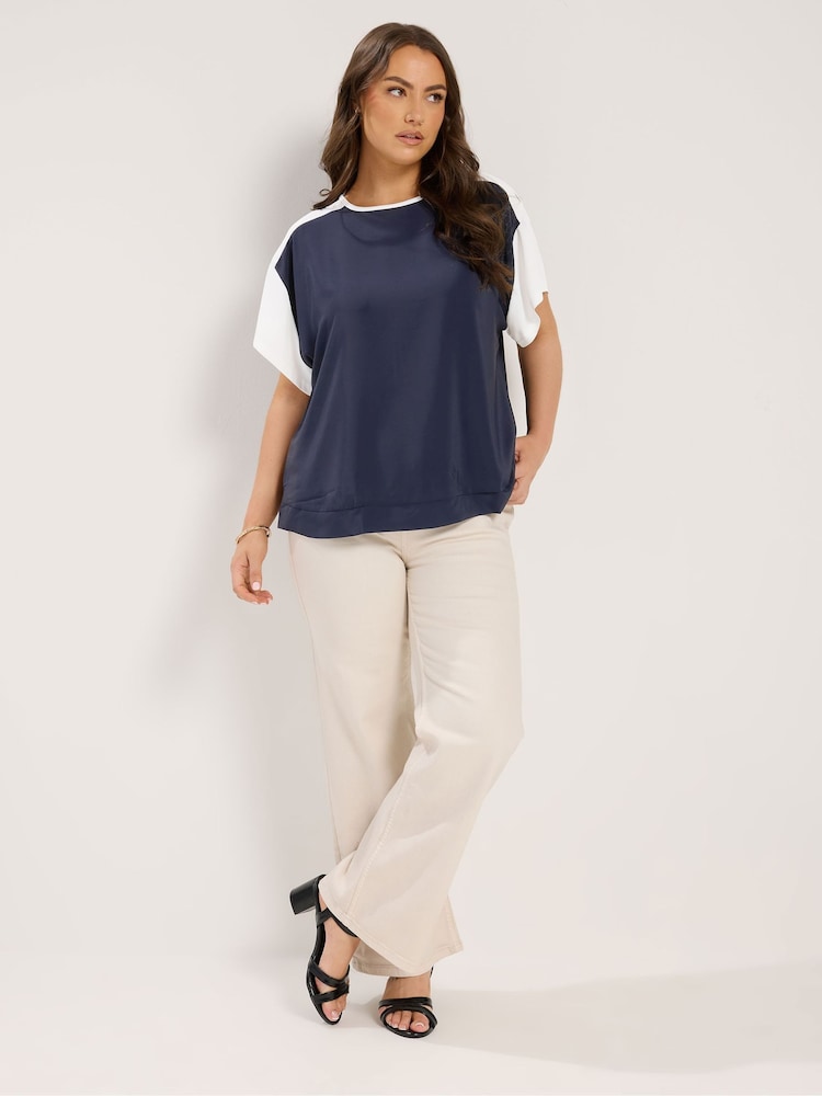 Yours Curve Blue Abstract Shell Top - Image 2 of 6