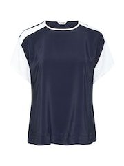 Yours Curve Blue Abstract Shell Top - Image 5 of 6