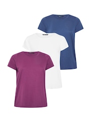 Yours Curve Purple Core Short Sleeve T-Shirts 3 Pack - Image 1 of 7