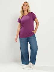 Yours Curve Purple Core Short Sleeve T-Shirts 3 Pack - Image 5 of 7