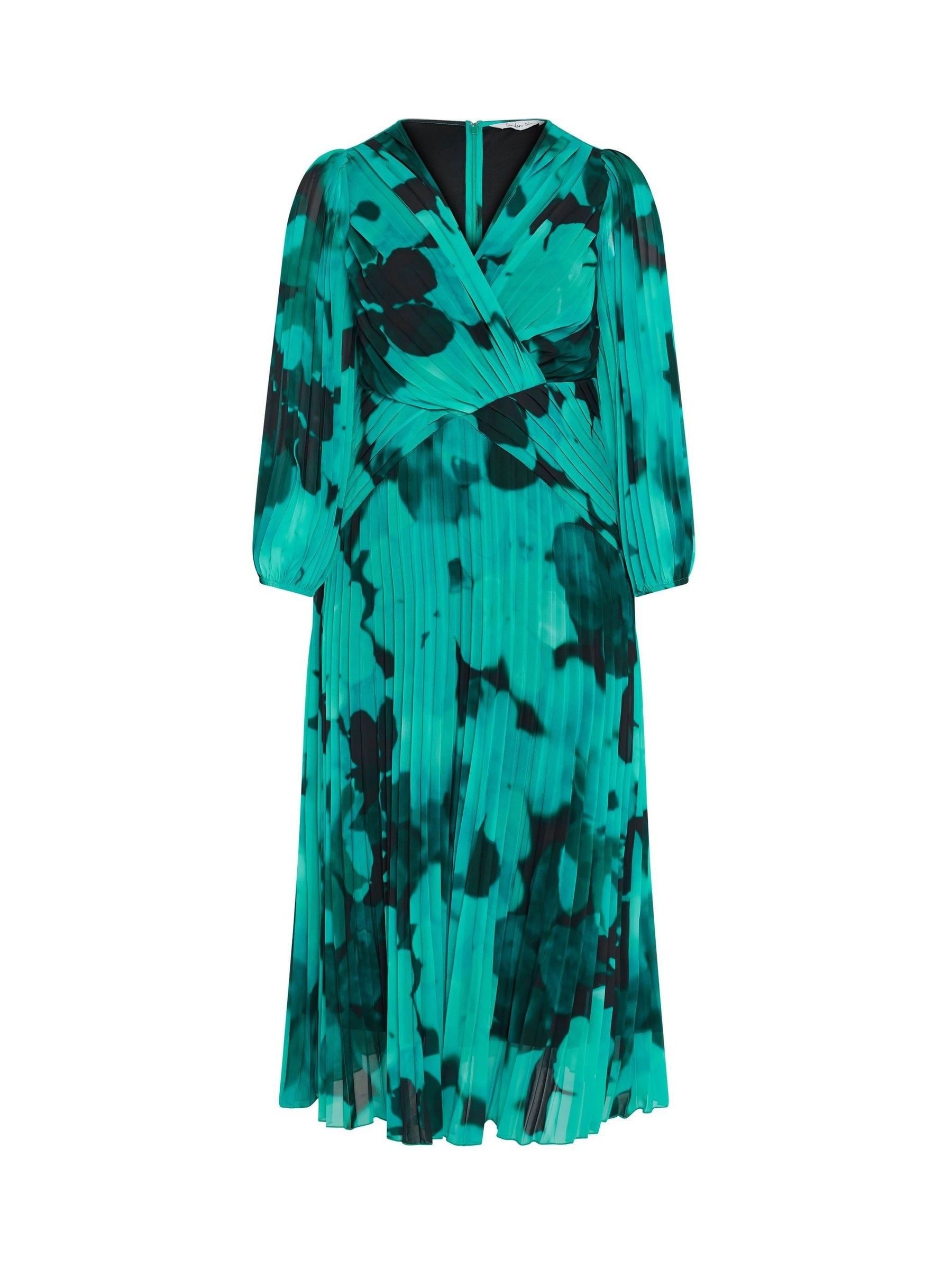 Buy Yours Curve Green London Abstract Pleated Dress from Next USA