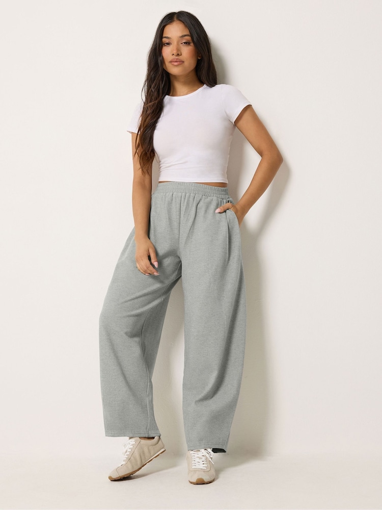 PixieGirl Petite Grey Brushed Barrel Leg Trousers - Image 1 of 6 PixieGirl Petite Grey Brushed Barrel Leg Trousers - Image 1 of 6