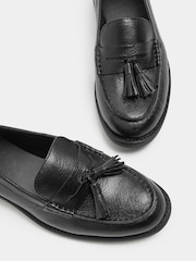 Yours Curve Black Wide Fit Tassel Trim Leather Loafers - Image 4 of 4