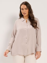 Yours Curve Pink Long Sleeve Relaxed Shirt - Image 1 of 5