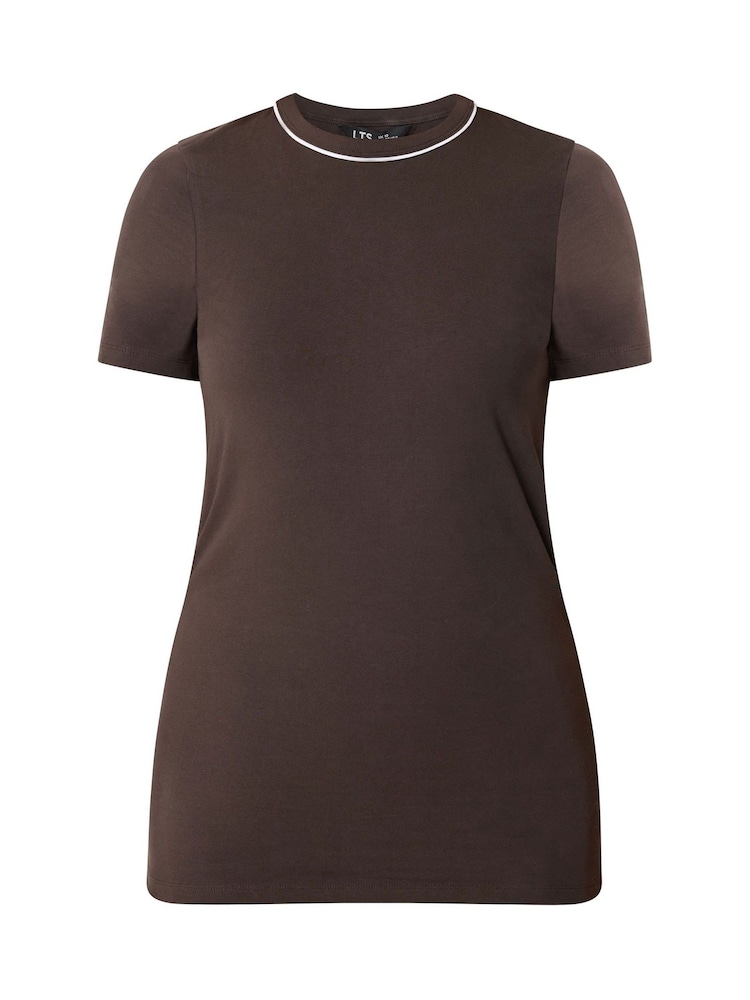Long Tall Sally Brown Active Piped Short Sleeve Top - Image 5 of 5