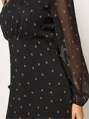 M&Co Black Long Sleeve Midi Chiffon Dress - Image 4 of 6