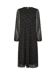 M&Co Black Long Sleeve Midi Chiffon Dress - Image 5 of 6