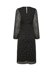M&Co Black Long Sleeve Midi Chiffon Dress - Image 6 of 6
