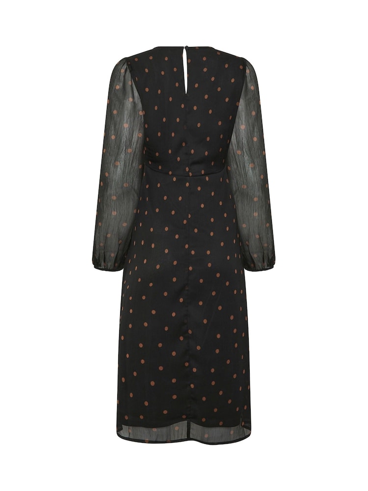 M&Co Black Long Sleeve Midi Chiffon Dress - Image 6 of 6