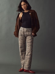 Tiger Print Straight Leg 100% Cotton Jeans - Image 1 of 8