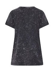 Yours Curve Grey Acid Wash Flower T-Shirt - Image 5 of 6