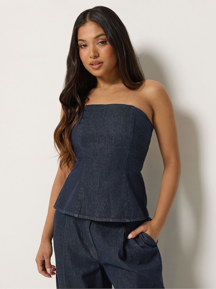 PixieGirl Petite Blue Bandeau Top - Image 1 of 6 PixieGirl Petite Blue Bandeau Top - Image 1 of 6